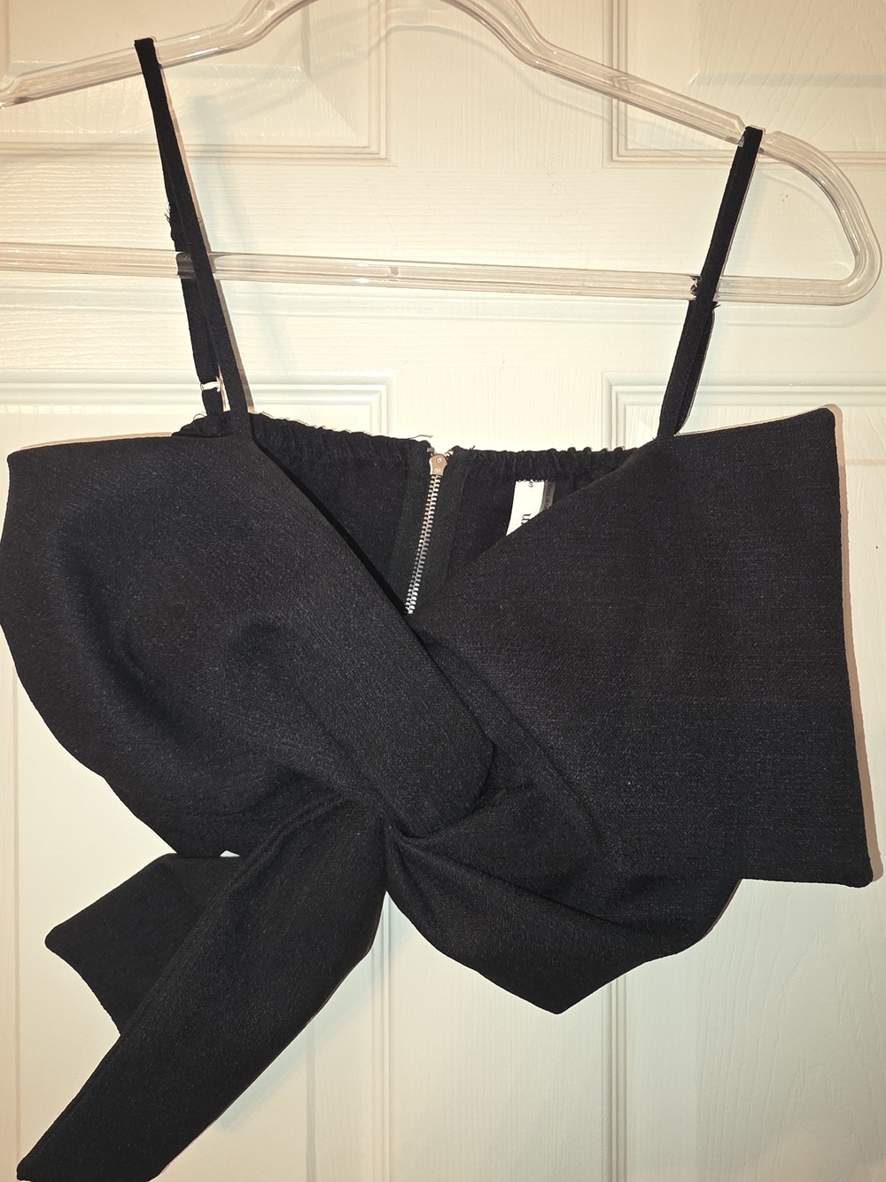 glam Black Twist-Knot Crop Top with Adjustable Straps